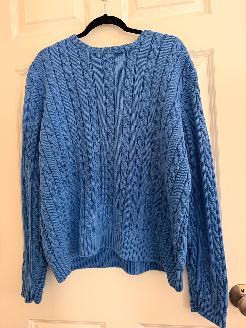 J.Crew Cable Knit Cotton Sweater Blue XL Like New